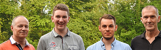 (vlnr. Hebu Bühlmann, Jannis Jeremias, Matts Perret, Mändu Vögtli)
